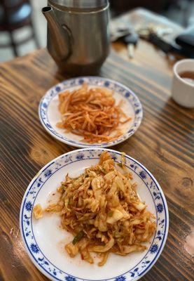 Complimentary side dishes (pickled cabbage)