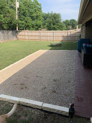 Pea gravel and pavers!