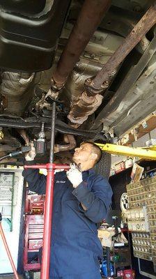 German repairing a transmission