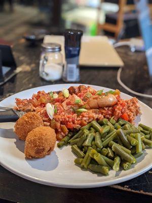 At the Erie Street Kitchen and Venice Cafe for mushrooms and tofu jambalaya. They have several plant based option., Delicious!