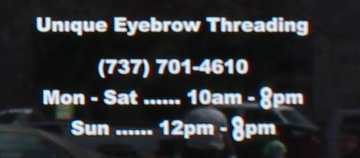 Unique Eyebrow Threading Business Hours