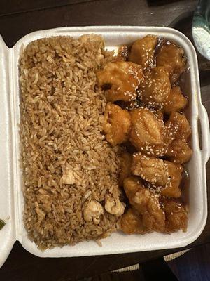 Sesame Chicken and Chicken Fried Rice