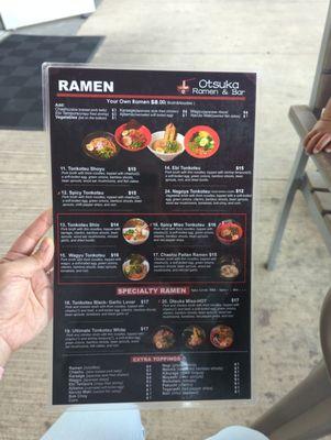 Ramen menu