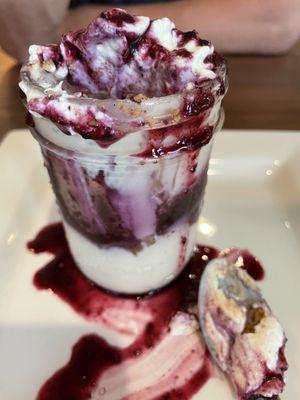 Blueberry parfait with in-house made cheesecake