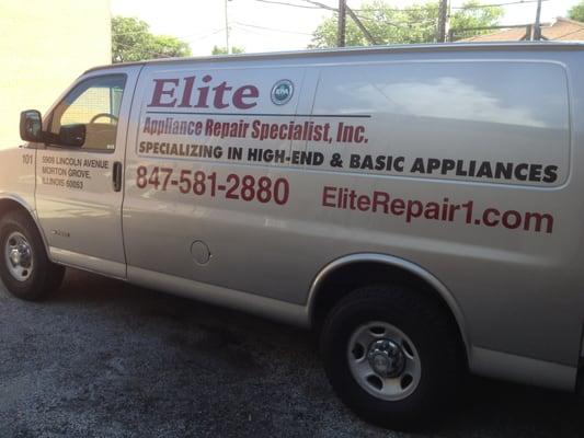 Elite Appliance Repair service trucks.