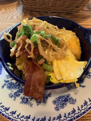 Bacon and eggs hashbrowns!  Yummy!