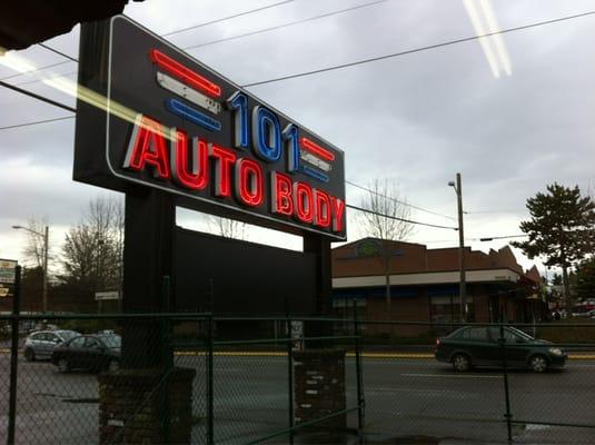 Signage... Right off Aurora, just north of 100th.