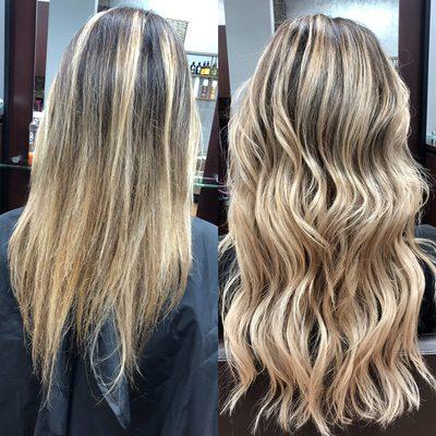 Hair color correction and hair extensions by Amanda.