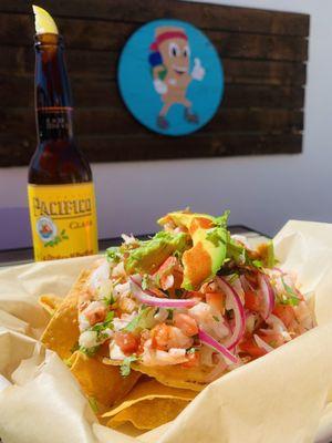 Shrimp ceviche tostada