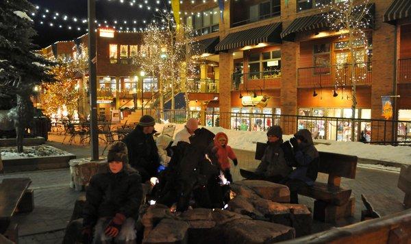 Get the family around the fire pit at Cooper Creek Square! The Free Shuttle picks up and drops off right by the fire pit!