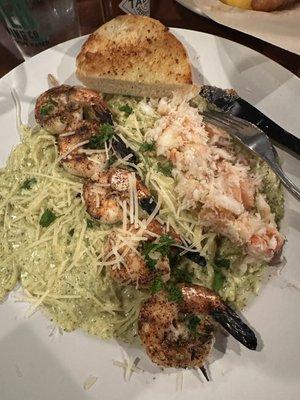 Shrimp and crab pesto pasta