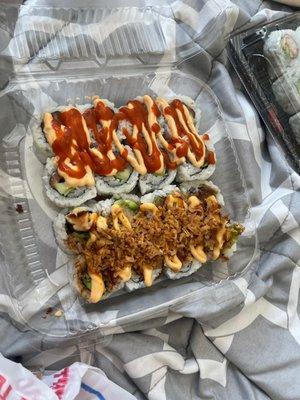 Spicy Salmon Roll Shrimp Tempura roll