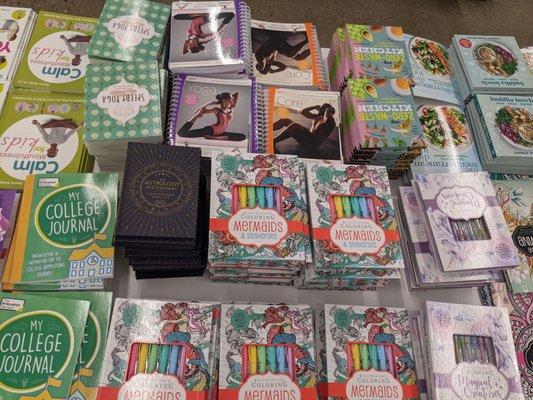 Journals and coloring books galore.