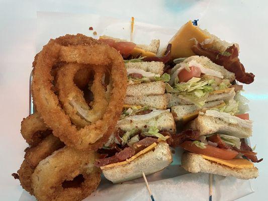 Chicken Club with Onion Rings