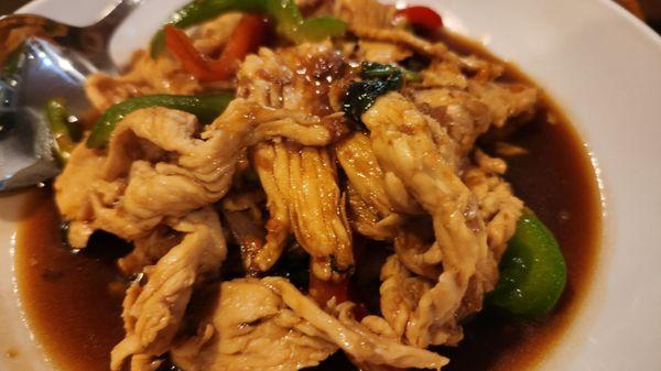 Stir fried greens with chicken