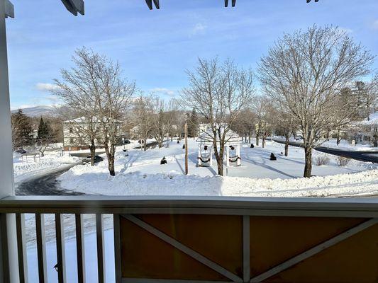 Gazebo in front lawn of hotel.