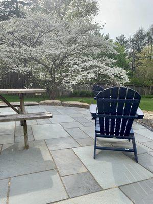 Natural boulder wall and PA Flagstone patio in State College, PA