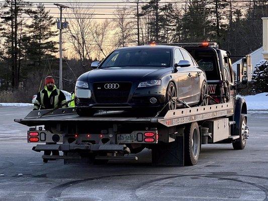 Audi S4 on the flatbed.