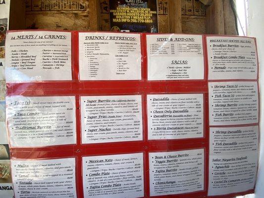 The menu