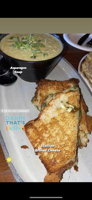 Special of the week-creamy asparagus soup and scallion grilled cheese. Both were lovely combo and the Best! Esp chilly day