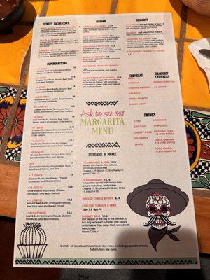 Back of the Menu