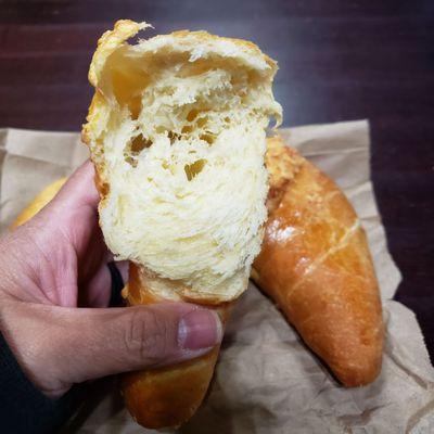 Inside the cheesy bread.