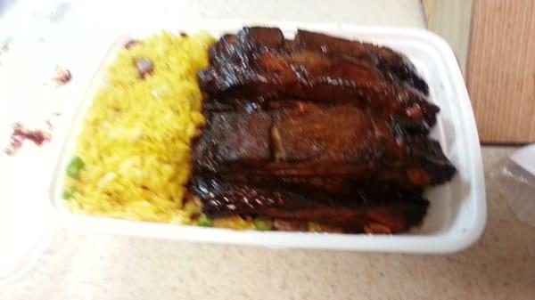 Combo Platter: Spare Ribs, Pork Fried Rice &  Egg Roll