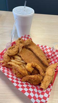 Three catfish, three chicken, three shrimp.