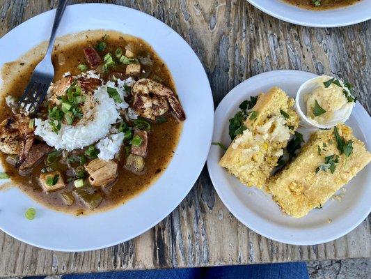 Gumbo with a side of cornbread