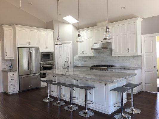 Marble tiles in backsplash from Carmel Stone