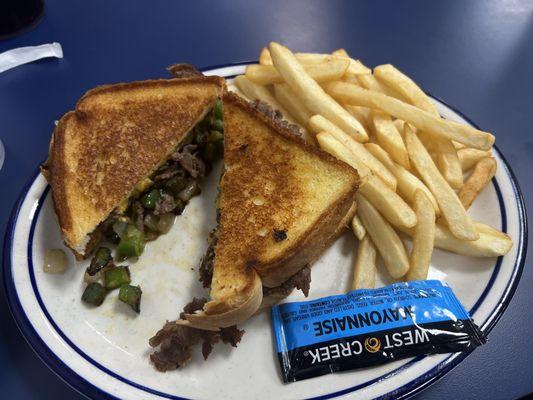 Philly Cheesesteak Sandwich with Fries--amazing!!