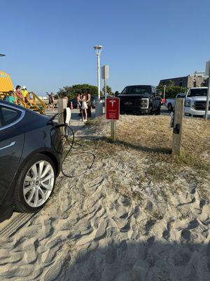 Tesla power charger at Pier parking lot