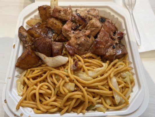 Chow Mein + Bourbon Chicken & Potatoes