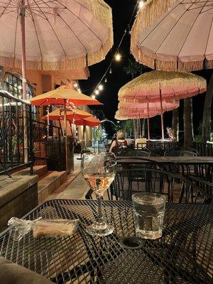 Patio at night.