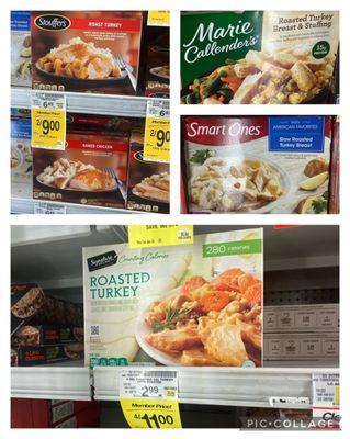 Frozen Turkey meals may be sold out by Thanksgiving. Good for elderly, those don't cook and for me for Thanksgiving.:)