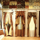 Readymade draperies, curtains and top treatments.