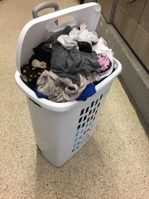 Here's an idea of how much clothes.  Used 2 "Double Load" washing machine each for $2.00.