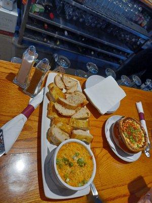 House made Banana Pepper Dip and French Onion Soup