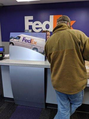 Inside counter area for package acceptance.