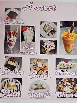 Look at that incredible dessert menu yum!