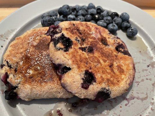 Fluffy and flavorful blueberry pancakes.