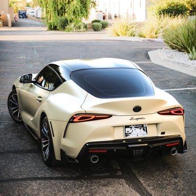 Supra GR Wrapped in Satin Desert-storm with a Gloss black roof wrap. These guys did an amazing job.