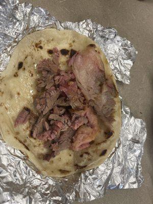 Brisket taco with sooooo much fat and barely and brisket