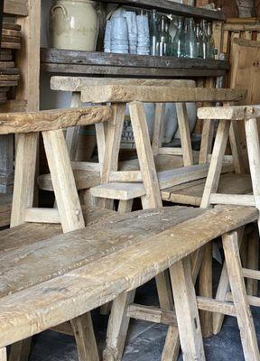 Vintage Elmwood Skinny Benches.