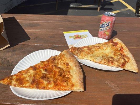 Buffalo Chicken Pizza & Chicken Parm Pizza slices