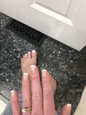 Gel pedicure and gel French manicure