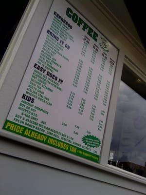 Drive thru menu