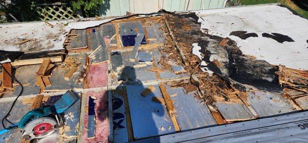 Mess left by roofing company