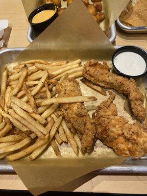 French fries and chicken fingers