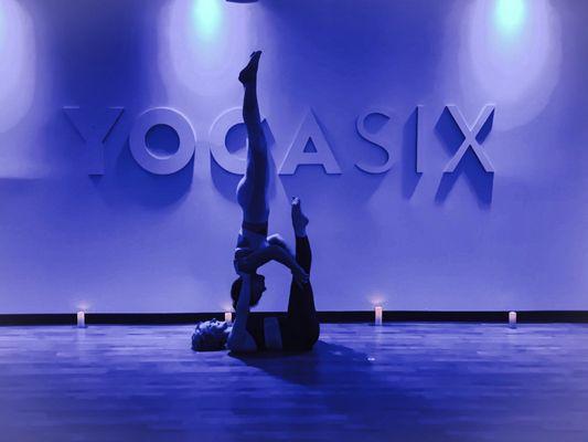 Yoga with my sister at YogaSix Westchase